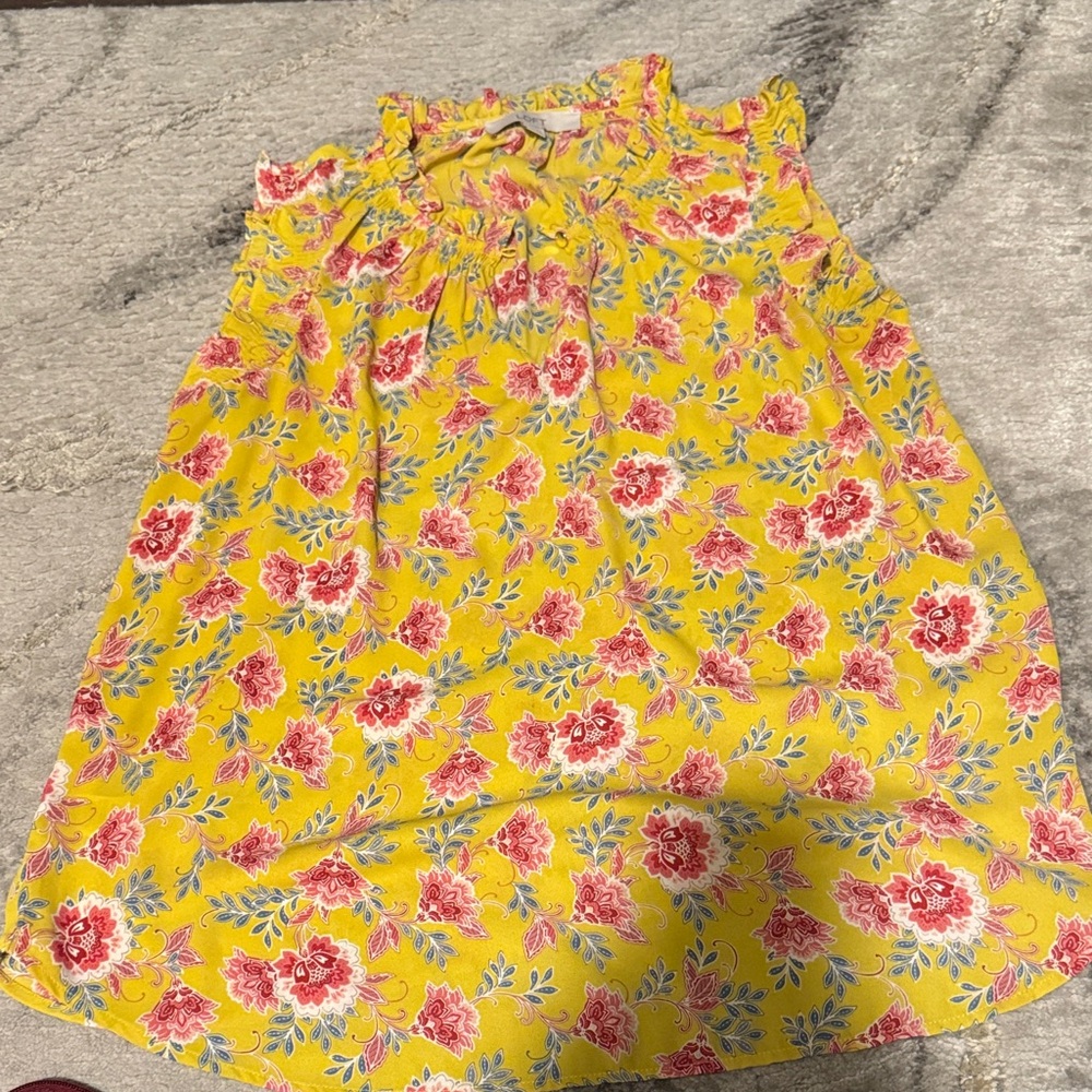 LOFT Yellow Top with Red Floral Design